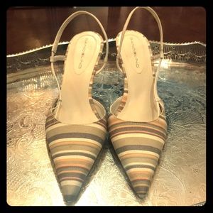 Bandolino stripped fabric sling back heels